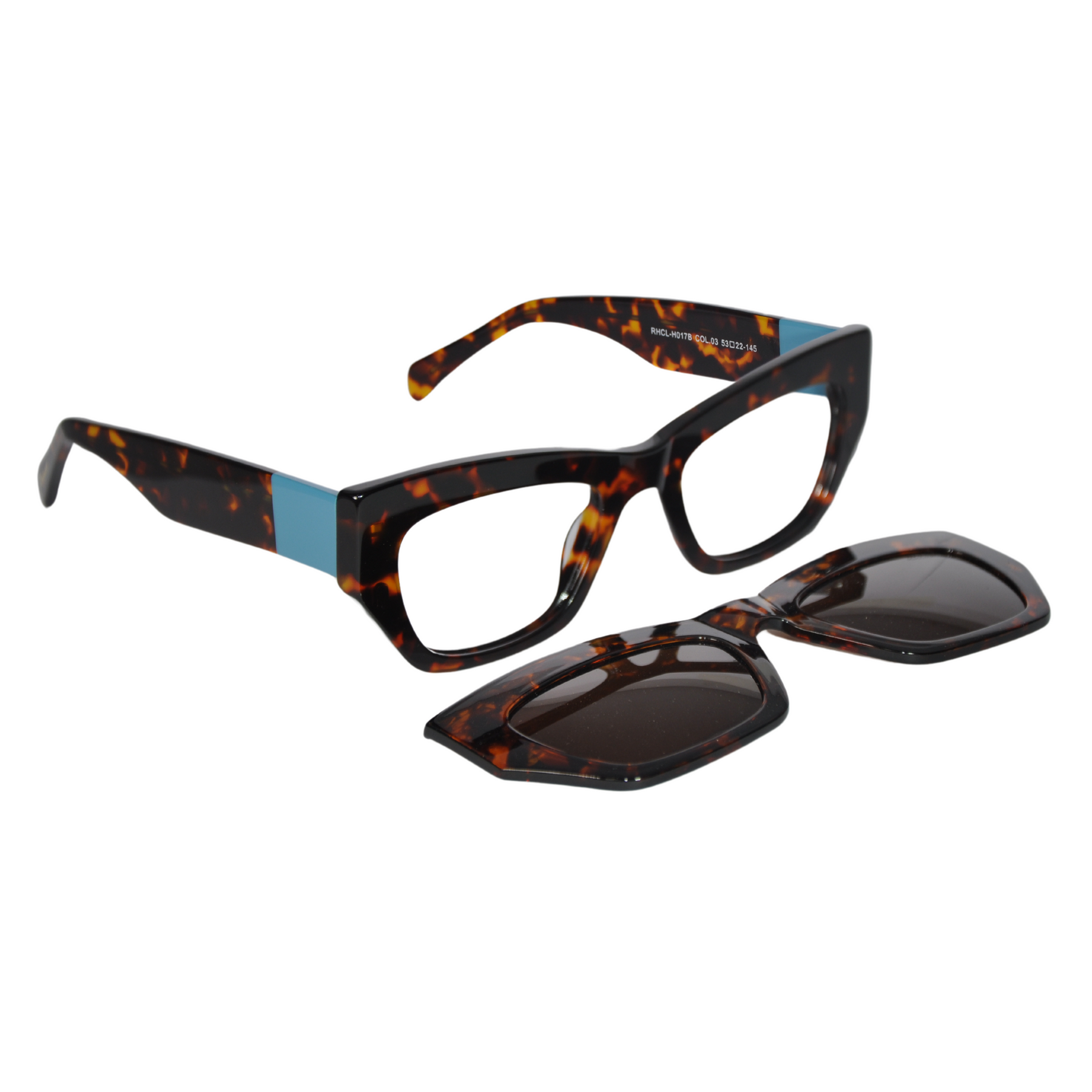 Óculos Clip-On RH LUXO® Cat-Eye Quadrado Tortoise